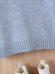 Herfst/Winter Franse Stijl Contrasterende Kleur Ruffle Zoom Schattige Ronde Hals Trui Pullover Lange Mouw Meisjes Jonge Meisjes Gebreide Trui, Geschikt Voor Buitensporten En Casual Thuiskleding
