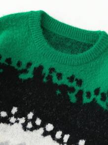 Manfinity Roghcode Sweater Kasual Pria Lengan Panjang Kerah Bulat Warna Polos dengan Motif Patchwork - MultiWarna - View 6