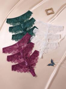 9 قطع/عبوة سراويل داخلية شفافة من الدانتيل المثير للسيدات