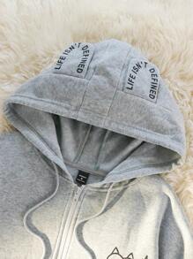 Manfinity VCAY Men's Knitted Hooded Full Zip Up Long Sleeve Thermal Lined Sweatshirt,Dark Grey,Autumn,Streetwear,City Break Graphic Hoodie For Friends,Husband Gifts - Light Grey - View 3