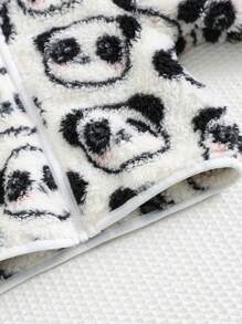 Cozy Pixies Baby Girl Unisex Cartoon Panda & Bear Hooded Thermal Lined Zipper Jacket, Casual, Sports And Outdoor Daily Wear, Autumn/Winter