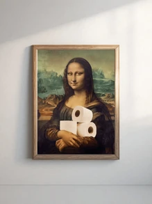 1pc Funny Bathroom Print, Quirky Bathroom Art,Mona Lisa Vintage Bathroom Art, Bathroom Humor Wall Art, Funny Bathroom Art,Bathroom Wall Decor, Festival Decor Home