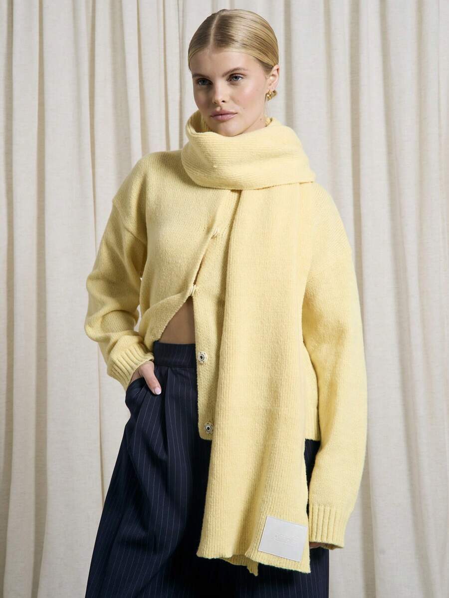 AiiRZ Luxury Winter Chunky Knit Oversized Cardigan Scarf Set Holiday Evening Two Piece Knitwear Matching Co-Ord With Scarf