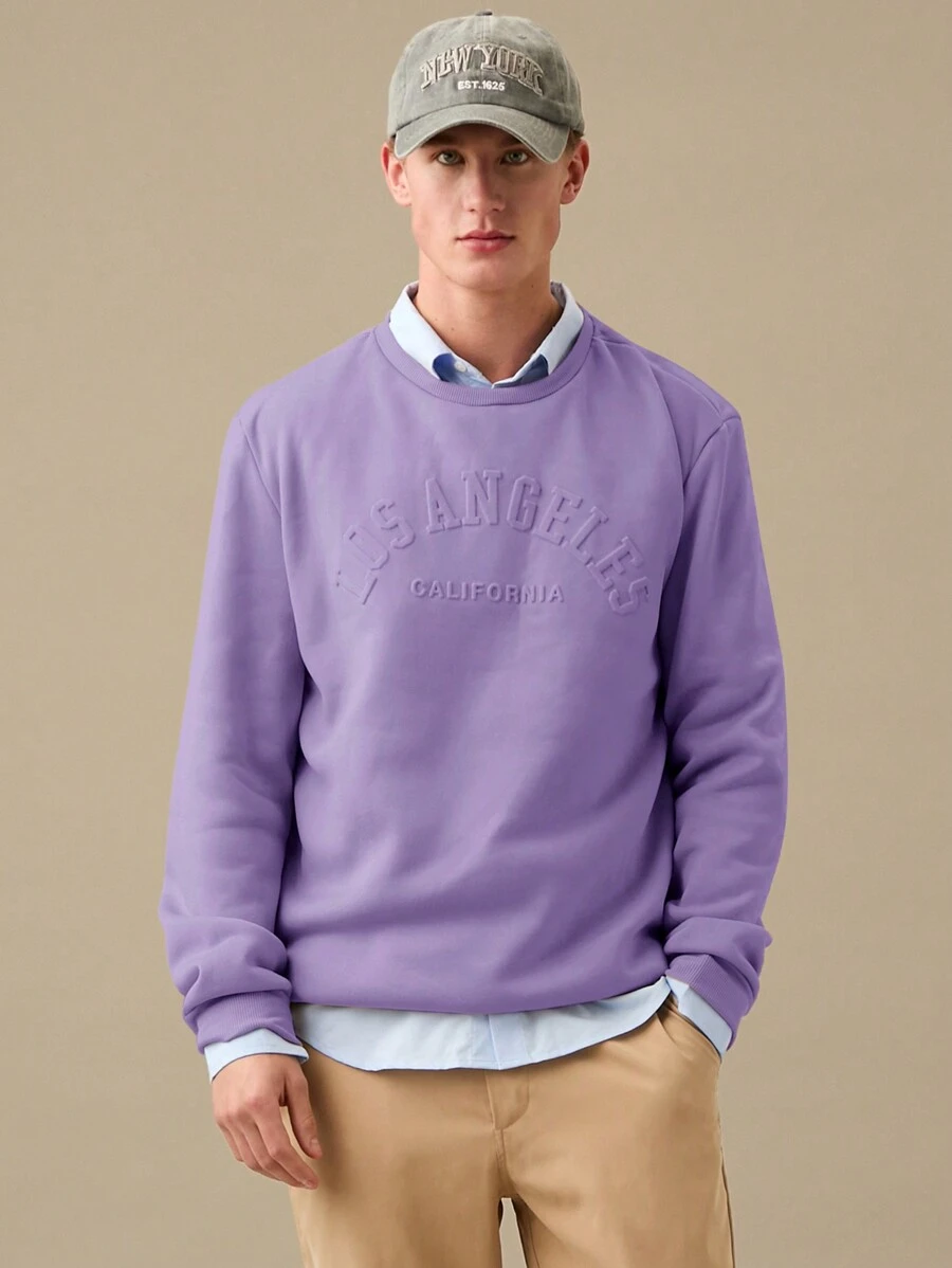 Manfinity VCAY 2pc Men's Casual Crew Neck Sweatshirts Soft  Comfortable Stylish - Purple - View 1