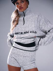 Musera Sport Fold Over Knit Mini Shorts 90's Vintage, - White - View 5