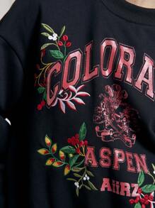 AiiRZ Colorado Aspen Winter Resort Premium bestickter Sweatshirt mit dekorativem Blumendesign bergig-sportlicher Freizeitkleidung Urlaubsgeschenk