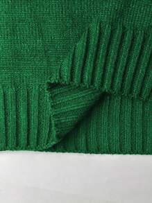 SHEIN LUNE Áo len nữ cỡ lớn màu trơn cổ đứng tay raglan kiểu dáng thường ngày, thích hợp mặc mùa thu/đông. - màu xanh lá - Xem 6