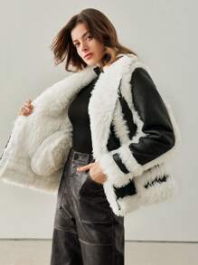 Anewsta Color-Block Knit Bomber Jacket For Women, Winter - Black - View 7