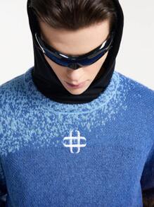 Manfinity VCAY Men Loose Fit Gradient Print Crew Neck Knit Sweater, Casual Street Style, Autumn/Winter - Purple - View 1