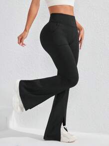 1 Stück Damen einfarbige hochbundige slim fit Sporthose, Lässig für den täglichen Gebrauch