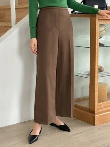 DAZY 女士商务休闲及踝直筒裤 女士正装裤 - 棕色 - 查看 3