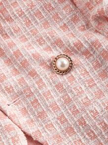 SHEIN MOD 秋冬大码前扣长袖简约休闲两件套上衣和裤子 - 粉色 - 查看 3