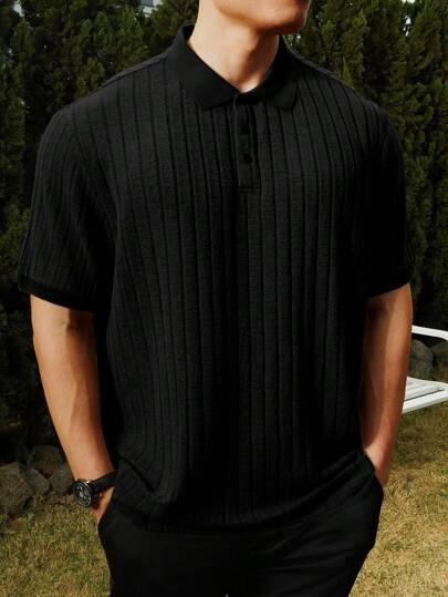 Manfinity Homme 大码男式纯色前扣短袖休闲 Polo 衫