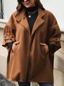 SHEIN Clasi Plus Size Turn-Down Collar Long Sleeve Button Front Elegant Knitted Sweater