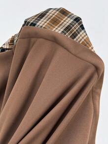 SHEIN CURVE+ Plus Size Women's Plaid Panel Drop Shoulder 2 In 1 Sweatshirt Dress - Multicolor - View 9