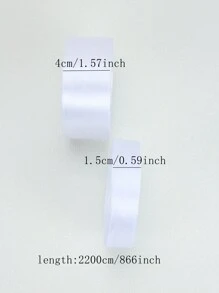 1 条 1.5cm*2200cm/4cm*2200cm 宽白色缎带，适用于 DIY 玫瑰、蛋糕装饰、礼品包装、婚礼、生日派对装饰圣诞节、情人节等节日礼物 - 白色 - 查看 2