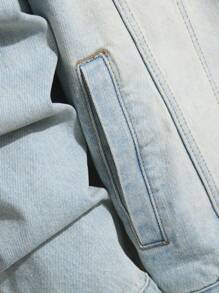 Manfinity Homme Men's Casual Simple Washed Denim Jacket For Autumn