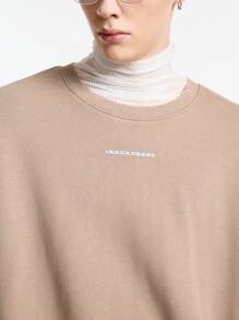 NEON BLANC 1pc Men Street Style Salt Embroidery Round Neck Long Sleeve Sweatshirt, For Fall Winter - Brown - View 4