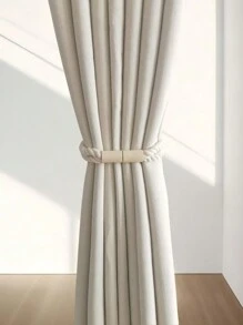 1 pieza Sujetacortinas magnético hecho a mano simple y moderno de cuerda, cuerda de amarre de madera para la decoración del hogar en la sala de estar y el dormitorio - Beis - Ver 3