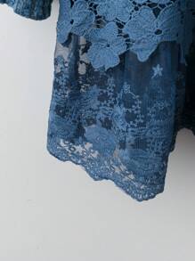 EMERY ROSE Plus Size Winter Women Blue Crew Neck Long Sleeve Ribbed Casual T-Shirt