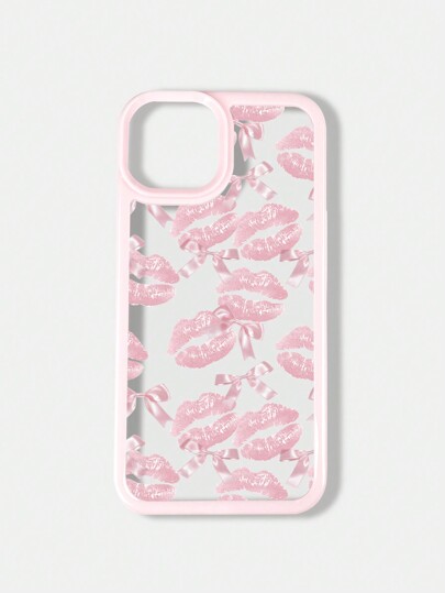Fairycore 1pc Pink Lip Pattern Phone Case Compatible With Iphone 11 12 13 14 15 Pro Max 16