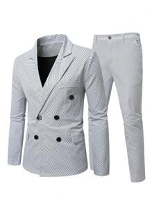Calvornis Conjunto de 2 piezas de talla grande para hombre con camisa de manga larga con bolsillo y pantalón, estilo minimalista - Blanco y Negro - Ver 1