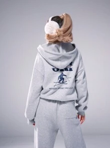 Musera Sport Double Zip Through Hooded Sweatshirt-Padel, Tennis, Pickleball - Light Grey - View 4