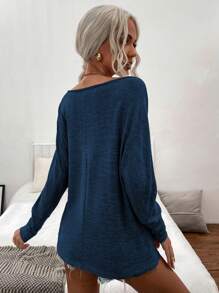 SHEIN LUNE 1 pieza Blusa de mujer de manga larga con hombro oblicuo, casual para uso diario