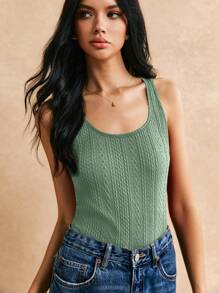 Poéselle 素色背心上衣 - 綠色 - 查看 1