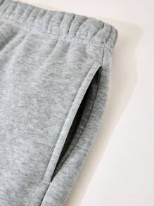 Conjunto de sudadera de cuello redondo de punto informal para niñas preadolescentes
