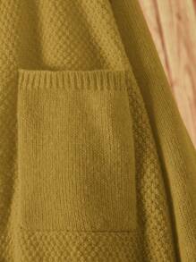 Flirla Plus Size Solid Color Front Button Long Sleeve Pocket Simple Casual Top, For Winter