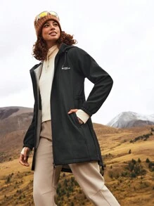 In My Nature 女士前拉链长袖口袋休闲户外风衣 - 黑色 - 查看 12