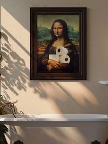 1pc Funny Bathroom Print, Quirky Bathroom Art,Mona Lisa Vintage Bathroom Art, Bathroom Humor Wall Art, Funny Bathroom Art,Bathroom Wall Decor, Festival Decor Home