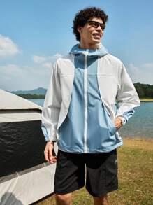Manfinity Sport Corelite Áo khoác hoodie thường ngày thêu chữ Raglan tay áo màu tương phản cho nam - Nhiều màu - Xem 8