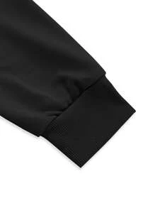 Manfinity EMRG Men's Letter Print Hooded Long Sleeve Sweatshirt & Drawstring Sweatpants 2pcs Set, Fall Clothes - Black - View 5