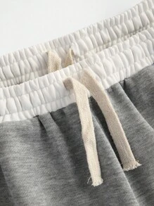 Tween 女童两件套撞色腰部迷彩和纯色宽松舒适休闲时尚裤，适合外出、秋冬季