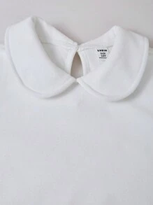 2pcs/Set Tween Girl Plain Long Sleeve Top & Pocket Decor Casual Dress - Dusty Pink - View 4