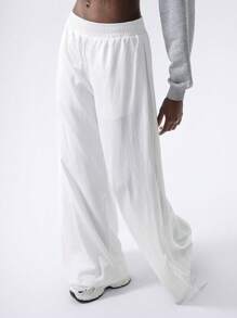 VARSITIE 白色蝴蝶结超宽松女式长裤 - 白色 - 查看 5