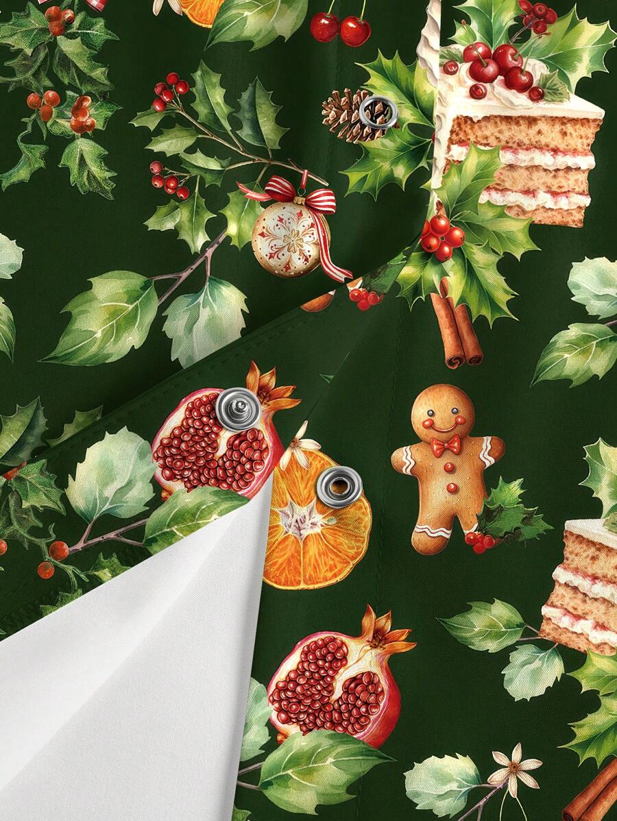 SHEIN TaskFit Colorful Cute Cartoon Christmas Dessert & Blessing Print