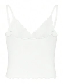 Easithlete Plus Size Seamless Ruffled Black & White Sports Camisole