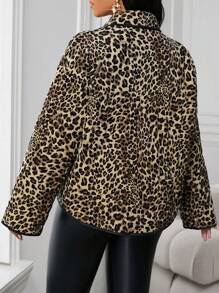 SHEIN Lady Leopard Print Women's Autumn And Winter Padded Coat - Multicolor - View 2