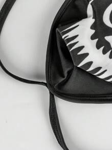 Men's Sexy Digital Letter Print G-String - Black and White - View 7