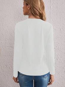 EMERY ROSE Camiseta de manga larga informal con estampado de flores y letras, otoño