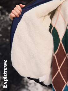 SHEIN Tween Boy Winter Contrast Color Letter Print Pocket Casual Long Sleeve Jacket - Multicolor - View 4