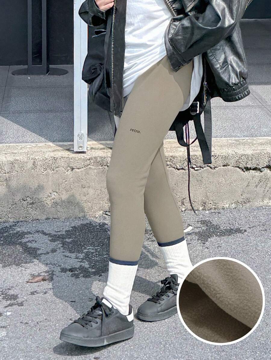 DAZY Tween Girl Leggings For Fall,Thermal Lined - Light Grey - View 1