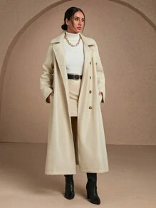 RueChic Premium Quality, Style, Button Through Back Detailed Trench Coat - Beige - View 5