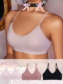 Bộ 3 chiếc áo lót bralette mềm mại màu trơn cho bé gái tuổi teen - Nhiều màu - Xem 1