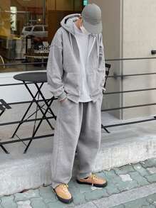 DAZY Men's Casual Solid Color Drawstring Waist Slant Pocket Loose Flare Leg Pants,Fall Clothes Men Joggers - Grey - View 1