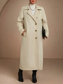 RueChic Premium Quality, Style, Button Through Back Detailed Trench Coat - Beige - View 3