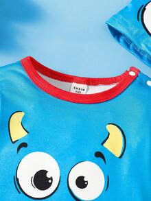 Bộ đồ liền thân dài tay có mũ in hình quái vật mùa thu cho bé trai - Nhiều màu - Xem 7